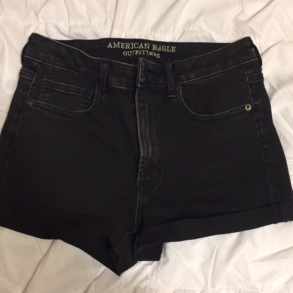American Eagle black denim shorts